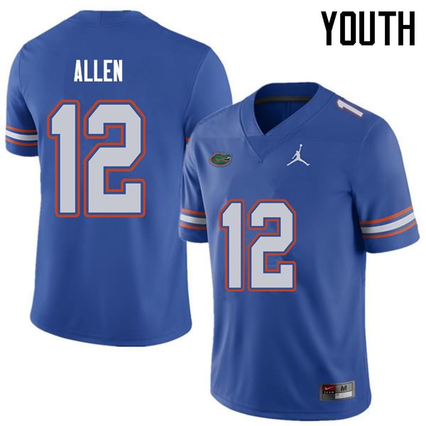 NCAA Florida Gators Jake Allen Youth #12 Jordan Brand Royal Stitched Authentic College Football Jersey MHV1464UL